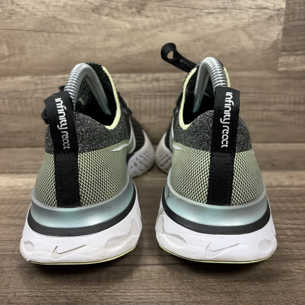 Nike React Infinity Run Flyknit Green Black Womens Size 8.5 CD4372-006 Running